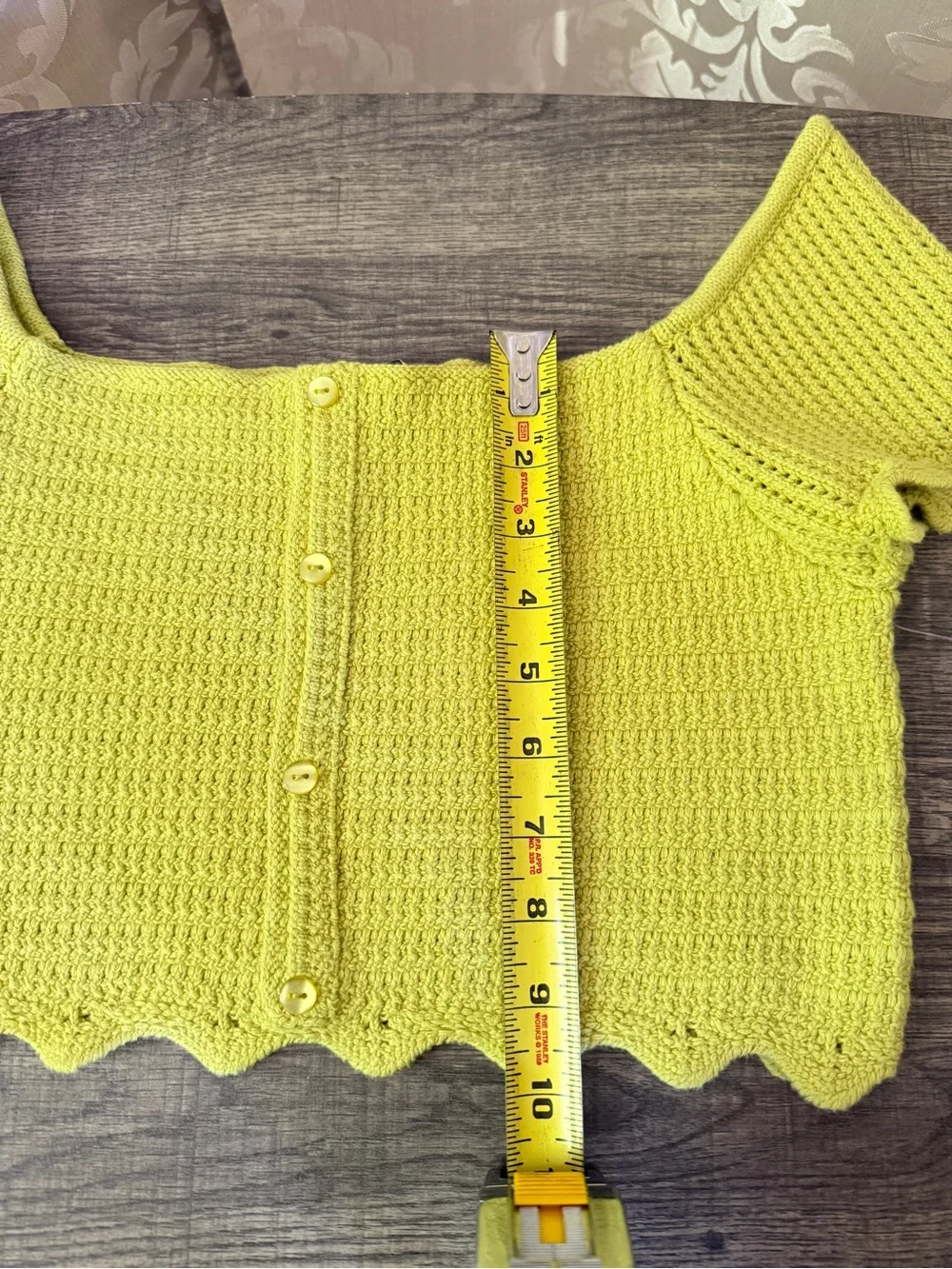 Yellow ZARA Cropped Knit Button-Front Top/E148